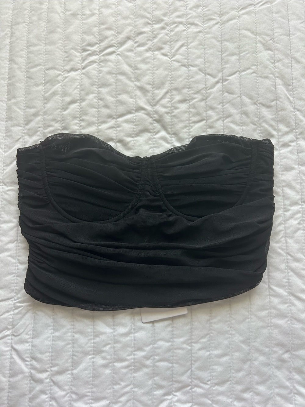 NWT Zara Black Ruched Strapless Bandeau Size M